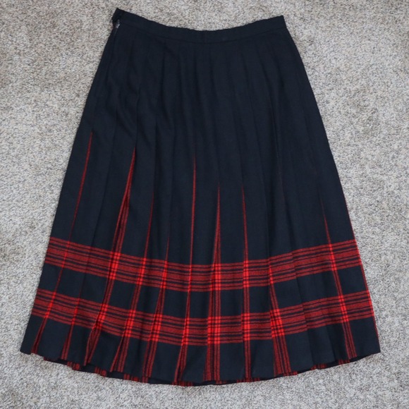 Vintage Pendleton 100% Wool Tartan Pleated Skirt Vintage Authentic Menzies Plaid - Picture 1 of 7